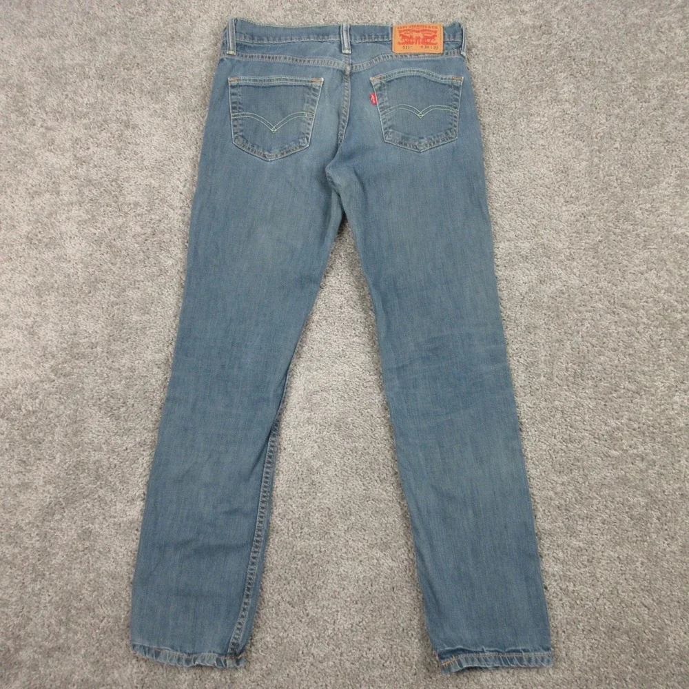 Levis Jeans Mens 30x29 (Tag 30x32) Blue 511 Slim Straight Faded Flex Denim Pants